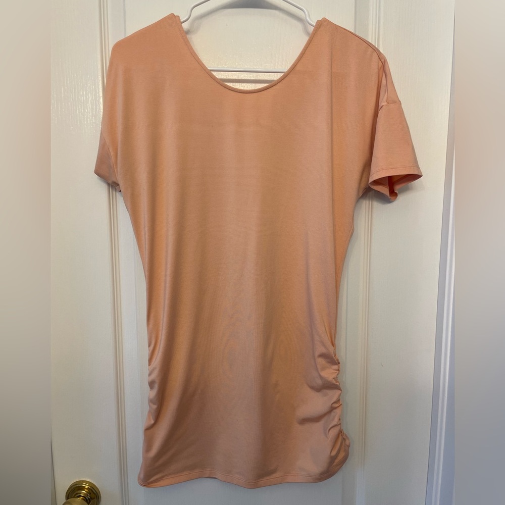 Lucy yoga top, tunic length, open back, size small